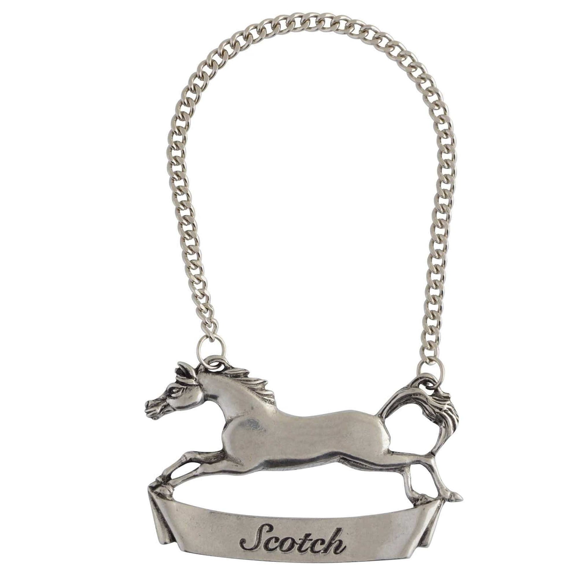 Pewter Galloping Steed Decanter Tags