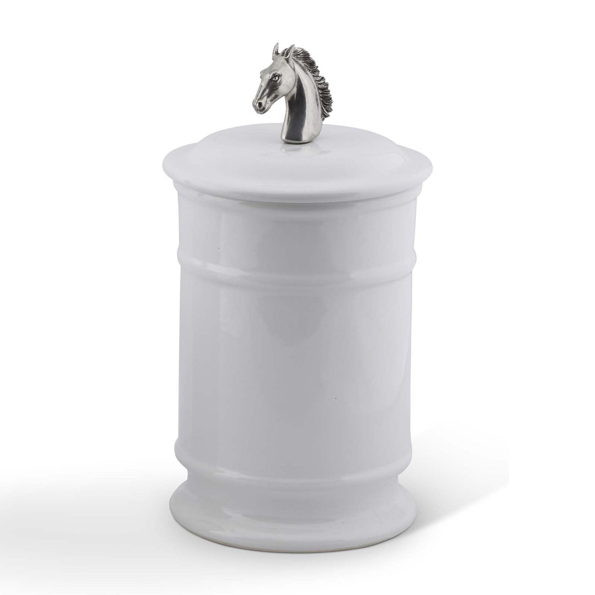 Horse Head Stoneware Canister