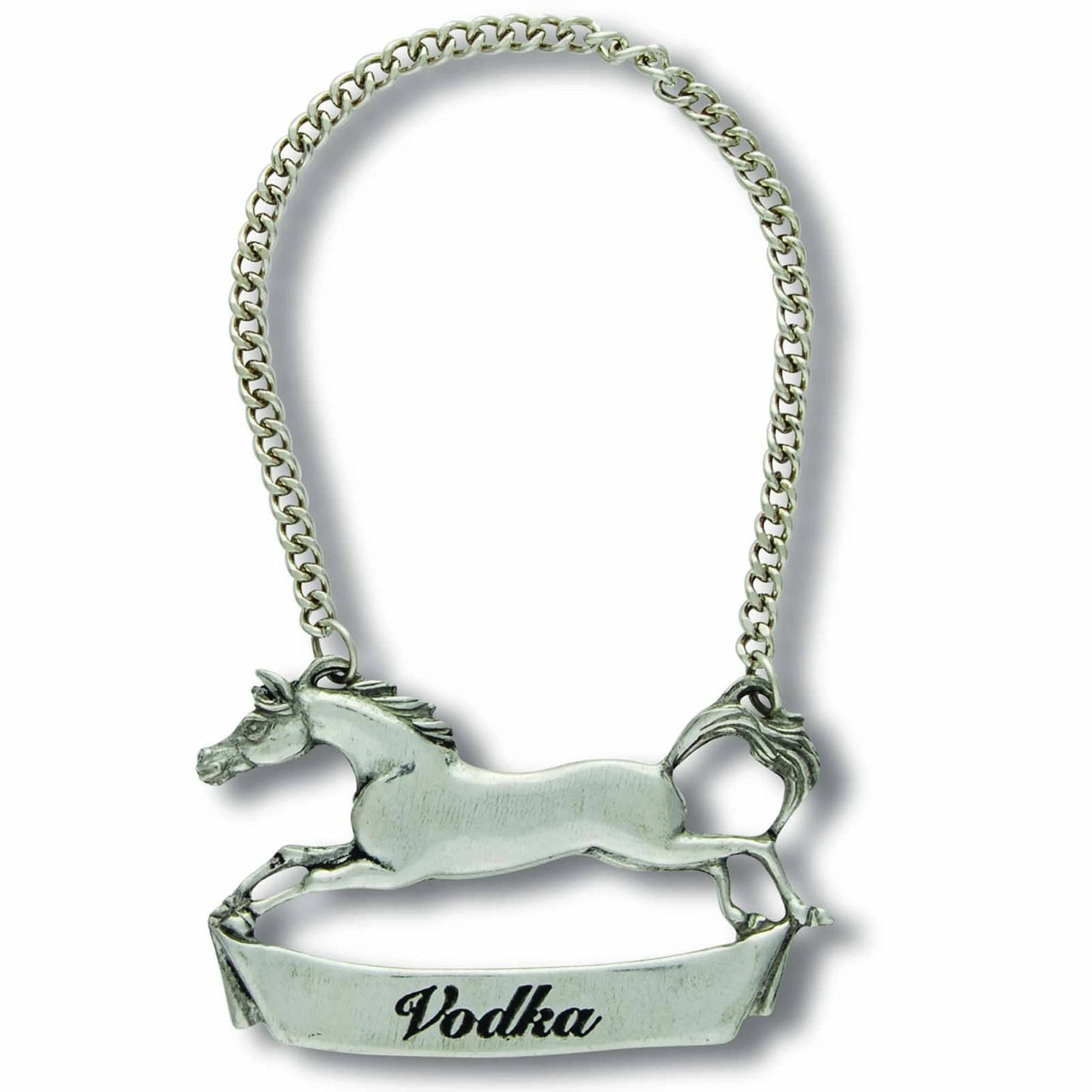 Pewter Galloping Steed Decanter Tags