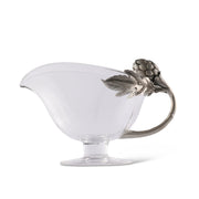Artichoke Glass Gravy Boat with pewter handle and leaf detail