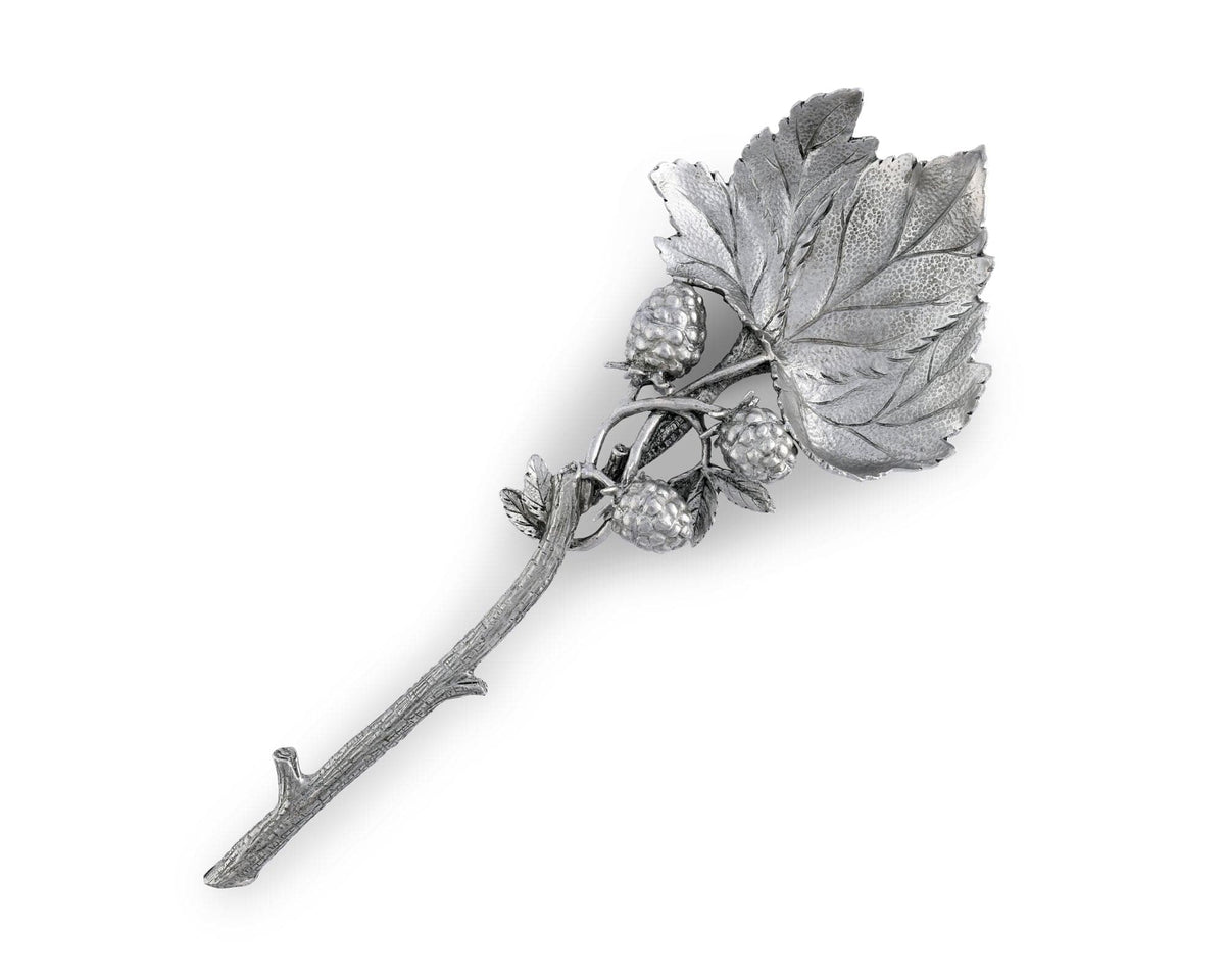 Blackberry Serving Spoon with detailed silver leaf and berry design on handle