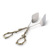 Acorn Oak Leaf Food Tongs with ornate gold-toned handles and white stainless steel heads