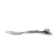 Acorn & Oak Leaf Hors d'oeuvre Fork with silver ornamental handle and lavender tines