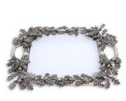 Acorn Oak & Leaf Square Glass Tray with ornate silvered metal frame and botanical detailing