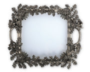 Acorn Oak & Leaf Square Glass Tray with ornate metallic frame and botanical details.