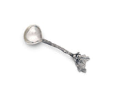 Acorn Small Ladle Spoon in silver metal with decorative leaf handle detail