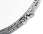 Black Forest Stoneware Tray with ornate silver leaf and decorative details.
