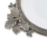 Black Forest Stoneware Tray with ornate silver leaf handle detail