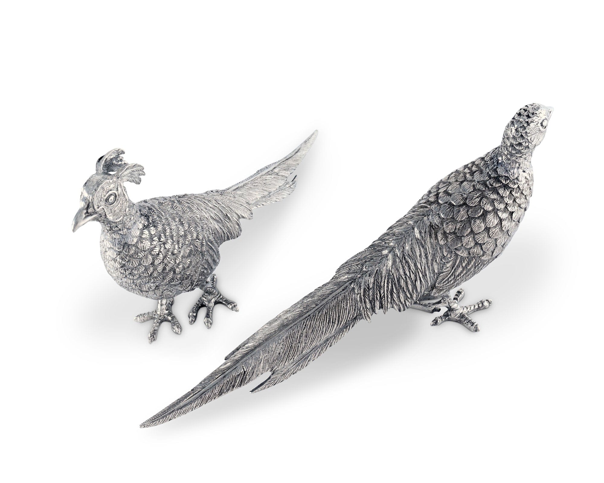 Pewter Pheasant Statuettes