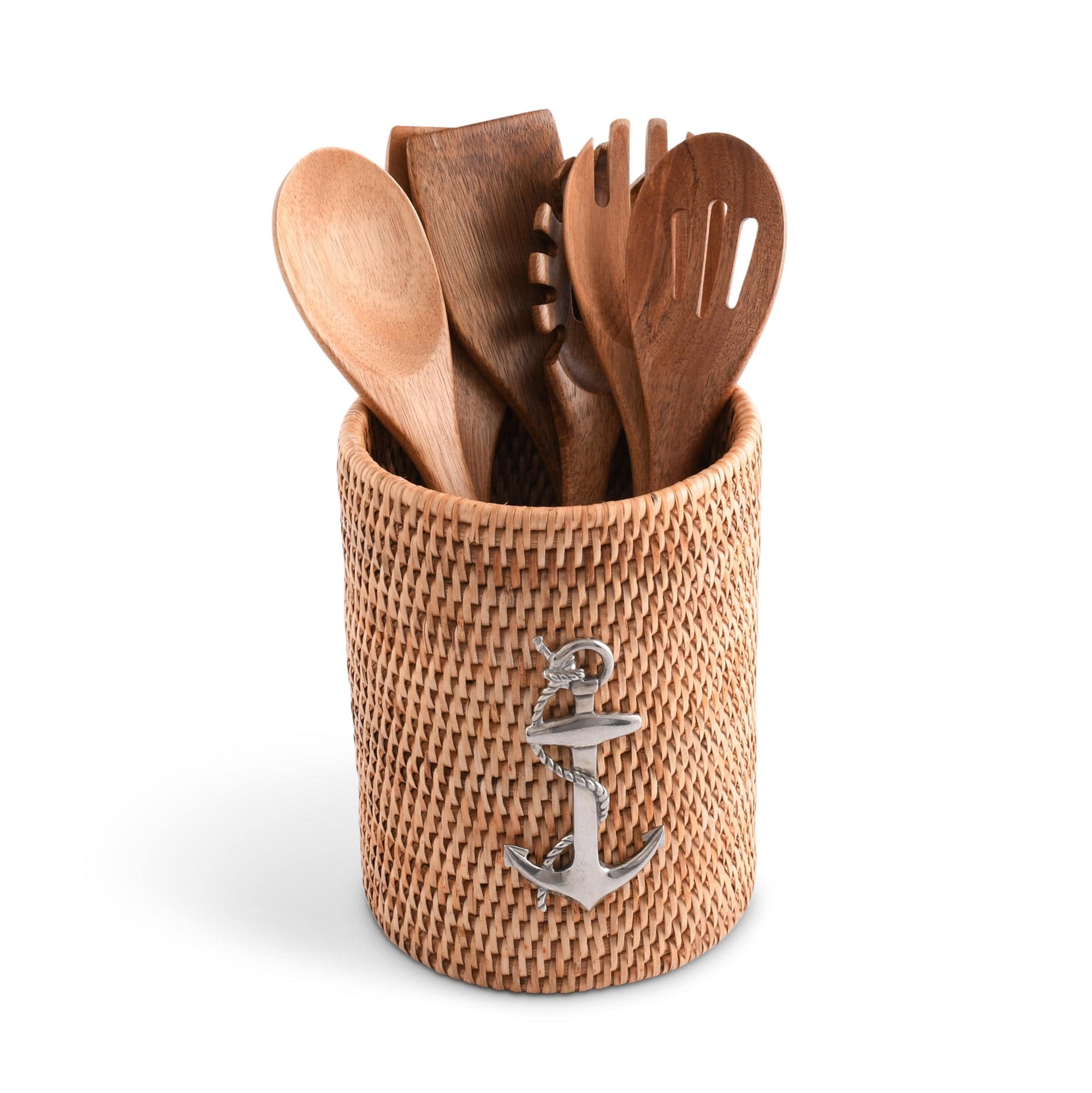 Anchor Hand Woven Wicker Rattan Utensils Holder