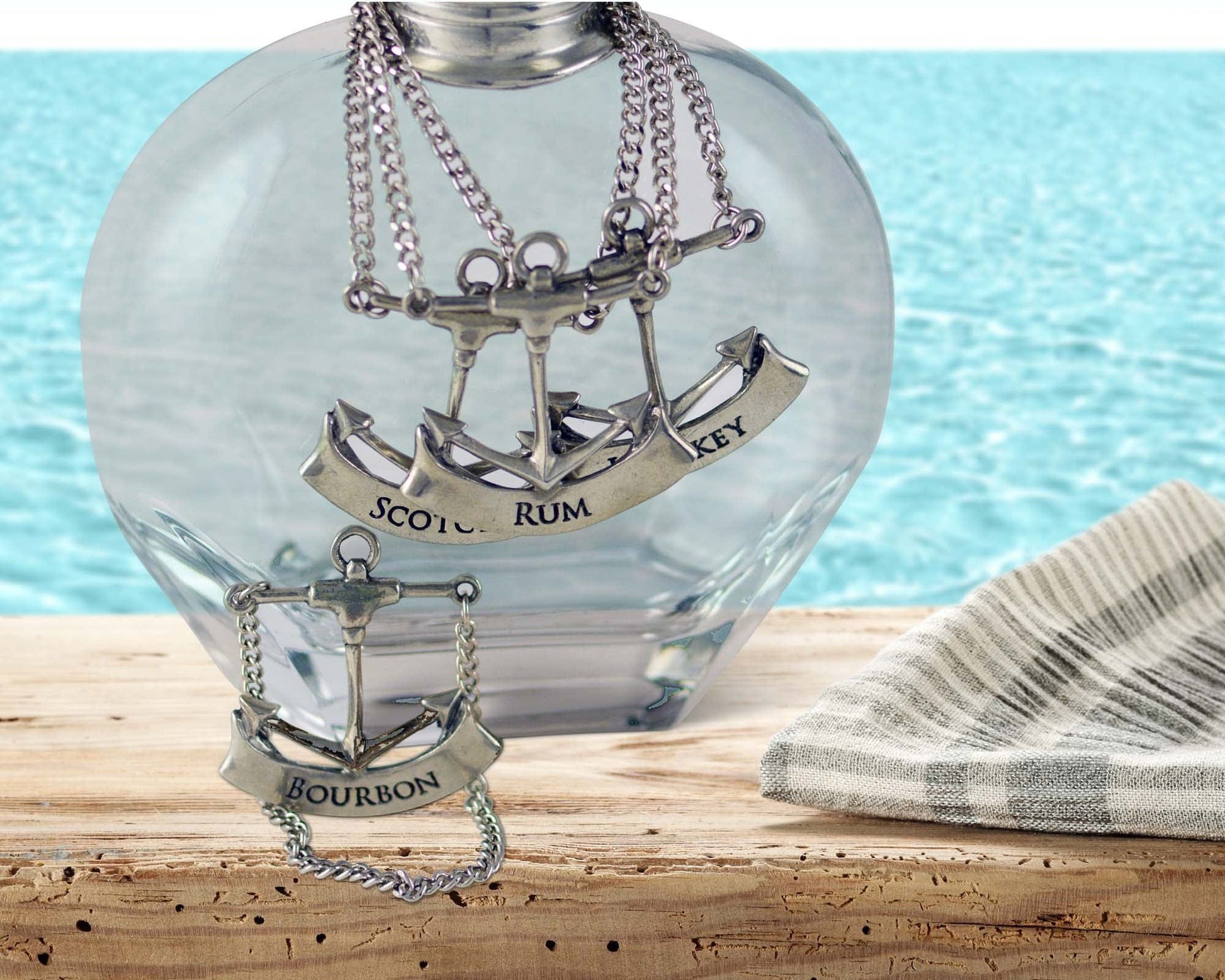 Pewter Anchor Decanter Tags