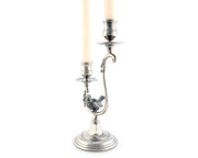 Two Taper Pewter Song Bird Candelabra