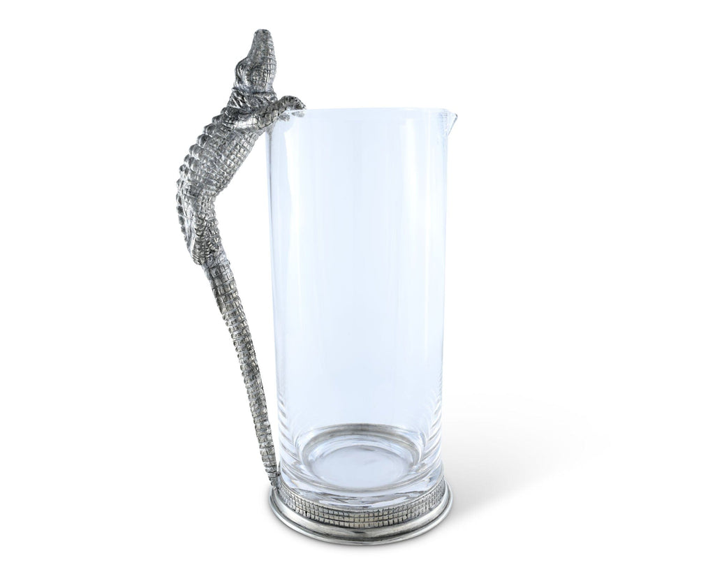 Glass Pitcher Pewter Alligator Handle