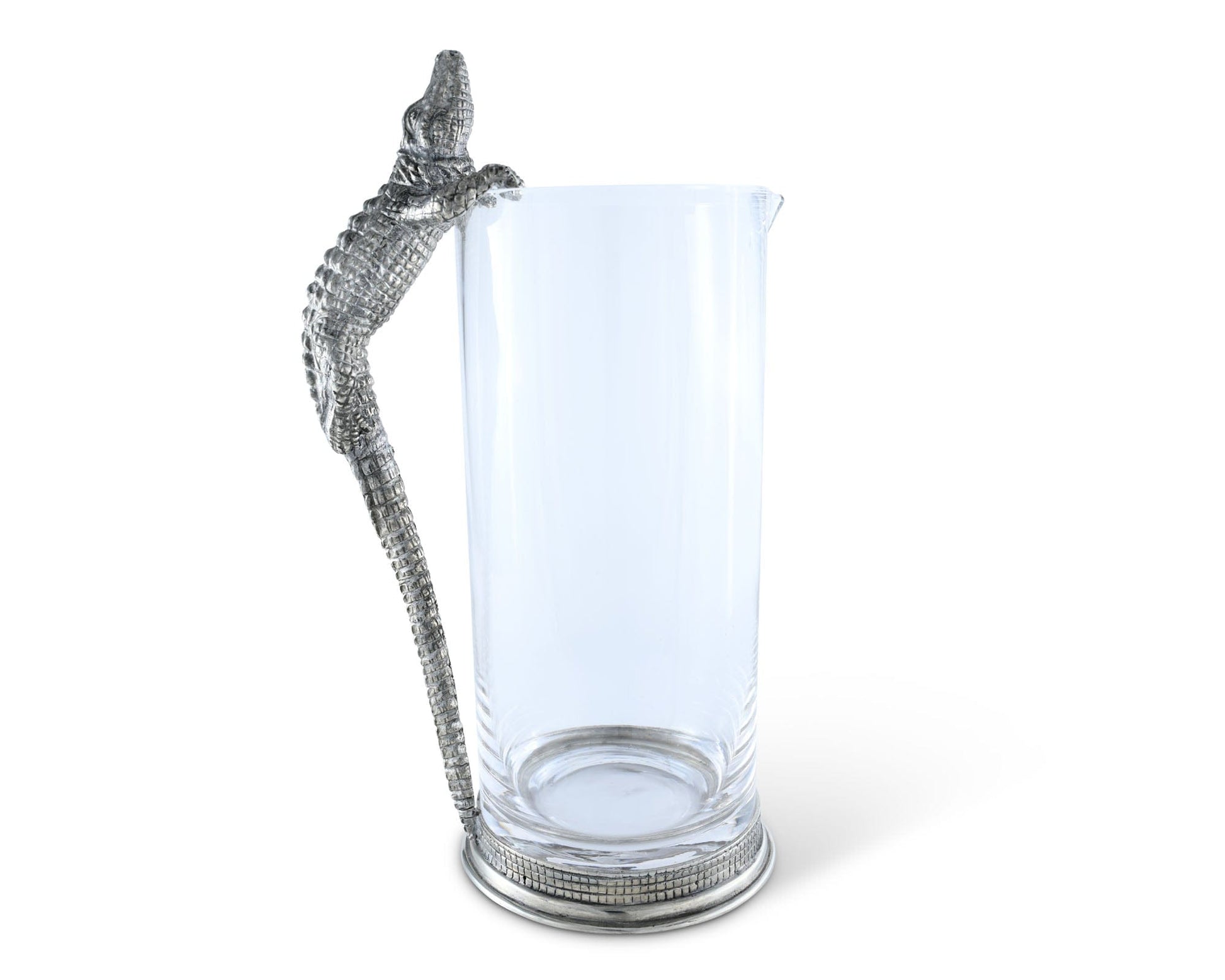 Glass Pitcher Pewter Alligator Handle