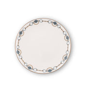 Amarillo Concho Pattern Bone China Round Bread Plate with blue and tan circular design border