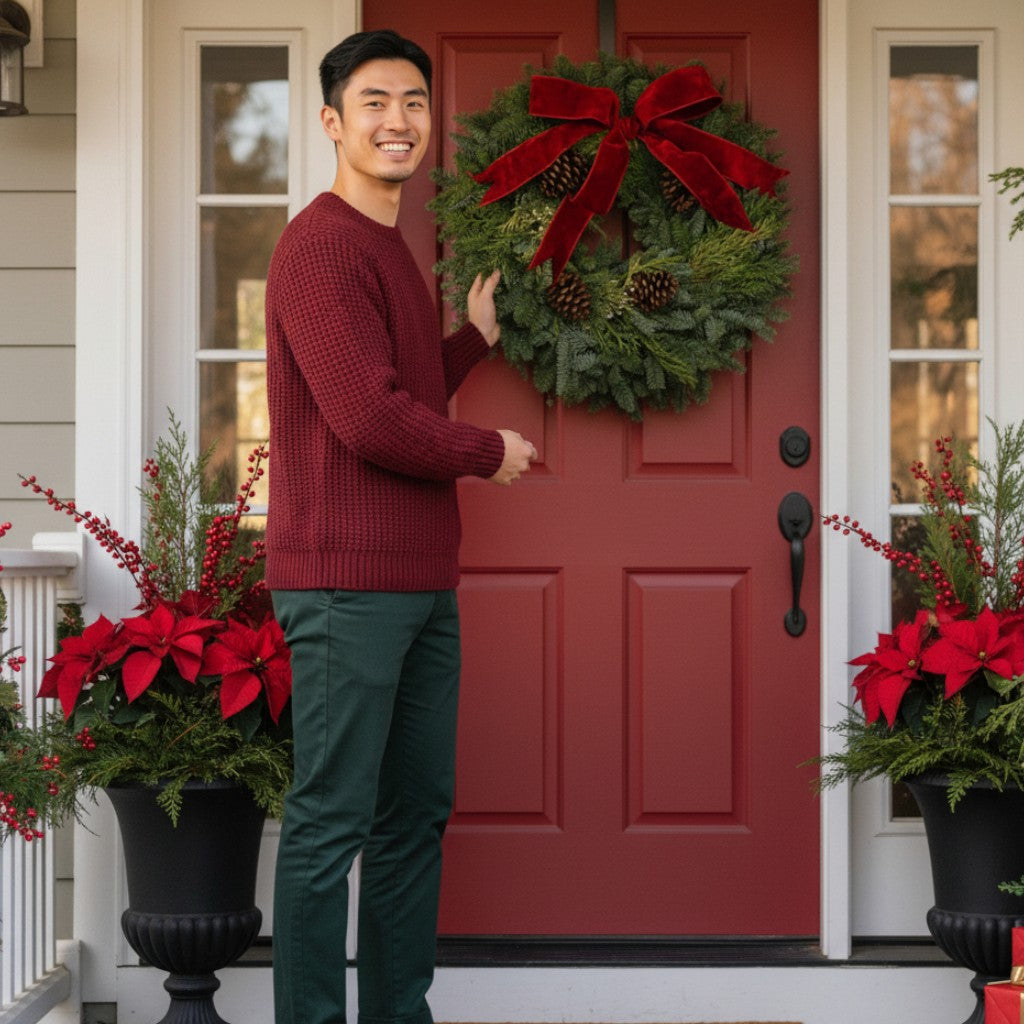 Real PNW Cut Greens 30" Wreath -TDC Retro Christmas Collection