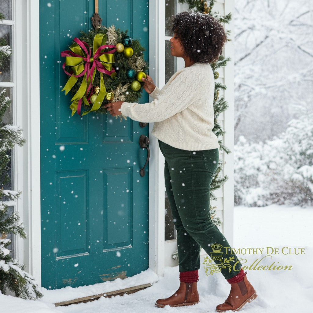 Real PNW Cut Greens 30" Wreath Decorated-TDC Retro Christmas Collection