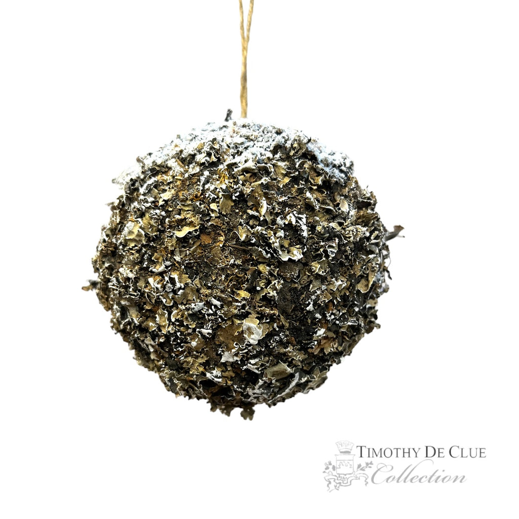 Snowy Iced Moss Lichen Ball 4" or 6.5"- Christmas Ornament Decoration Timothy De Clue Collection