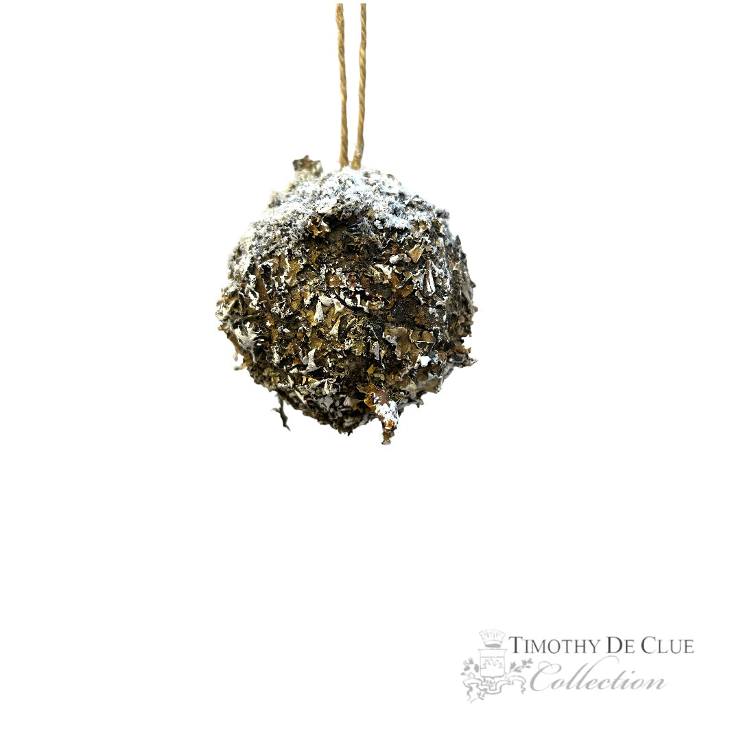 Snowy Iced Moss Lichen Ball 4" or 6.5"- Christmas Ornament Decoration Timothy De Clue Collection