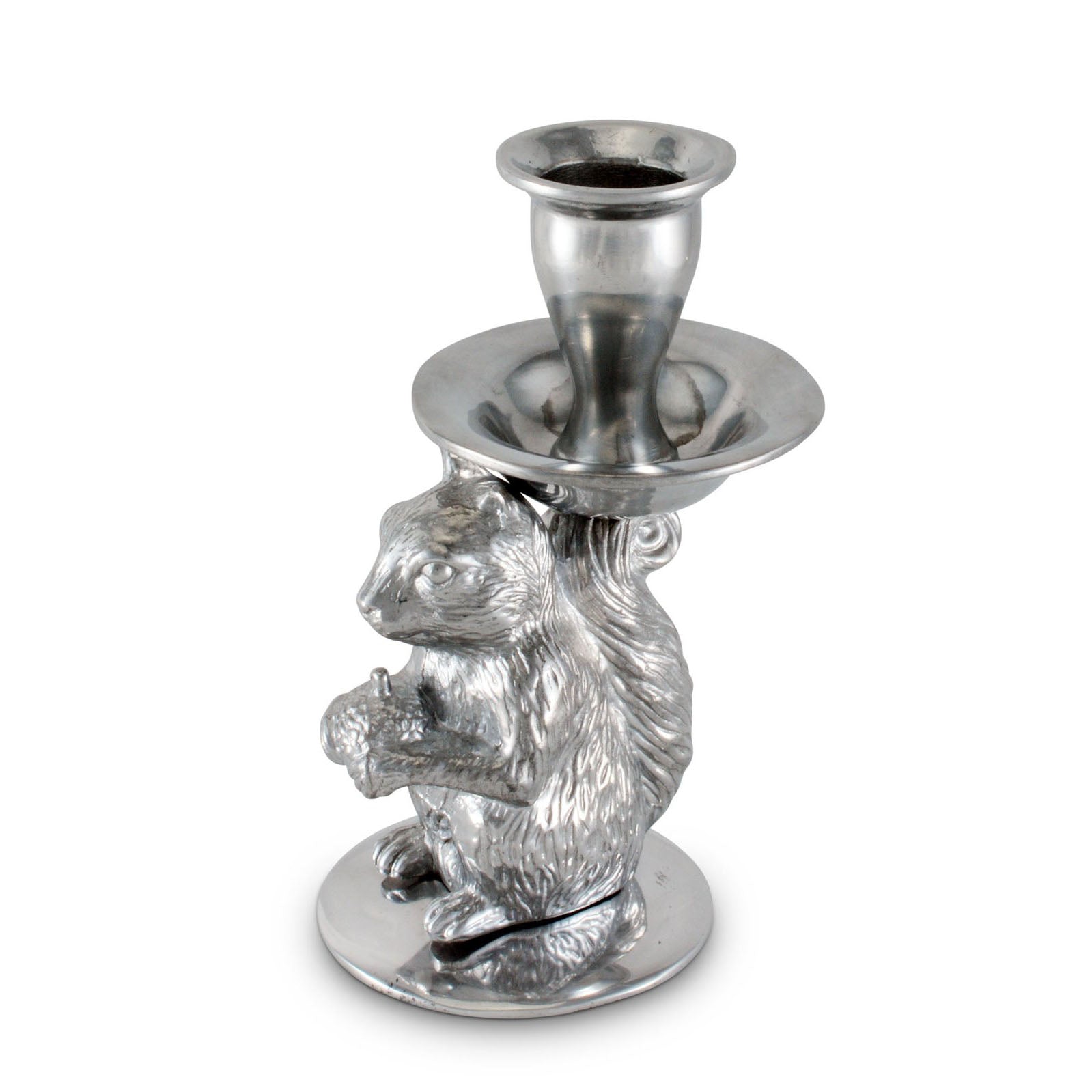 Aluminum Metal Rustic Squirrel Taper Candle Holder - Timothy De Clue Collection 