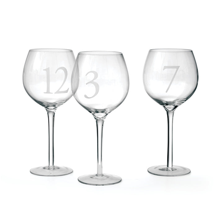 Set of Twelve Numerology All Purpose Wine Glasses Timothy De Clue Collection 