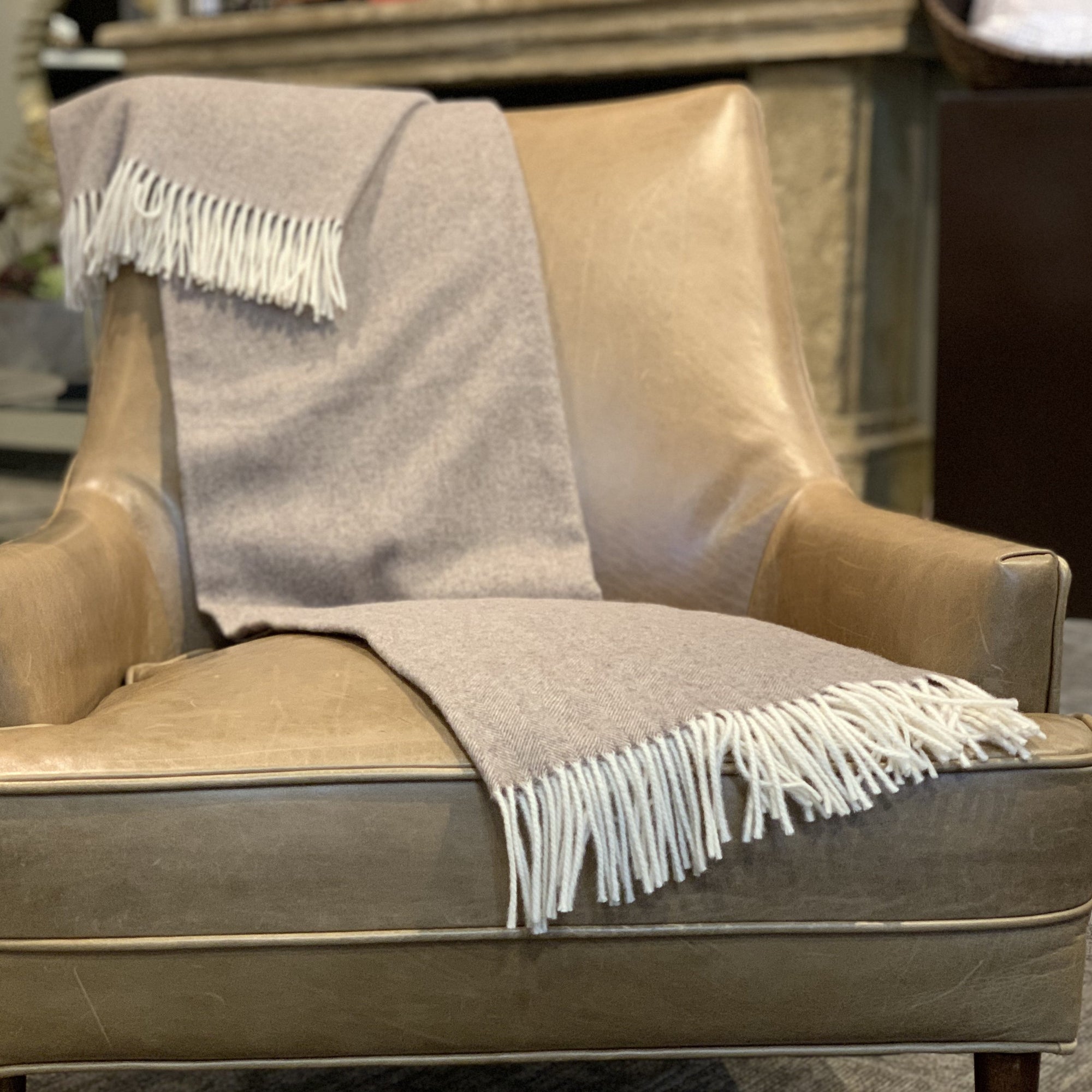 Italian Appenninica Wool Herringbone Fringed Throw Made in Tuscany Italy | Timothy De Clue Collection Seattle 