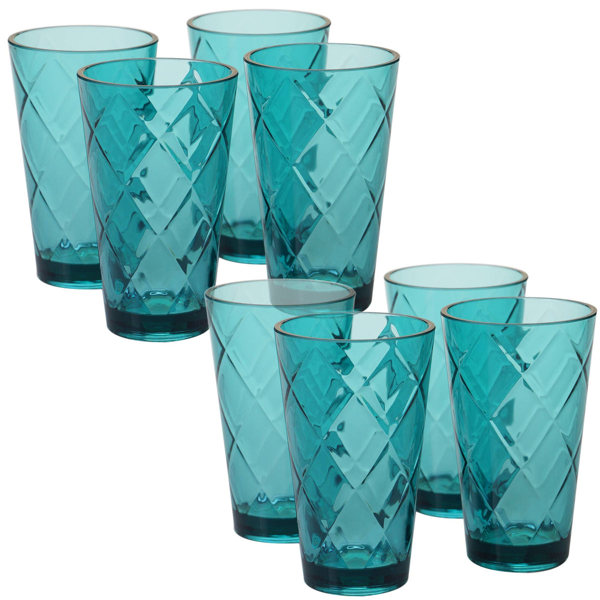 Diamond Highball Glasses 12 oz (Navy) - Set of 4