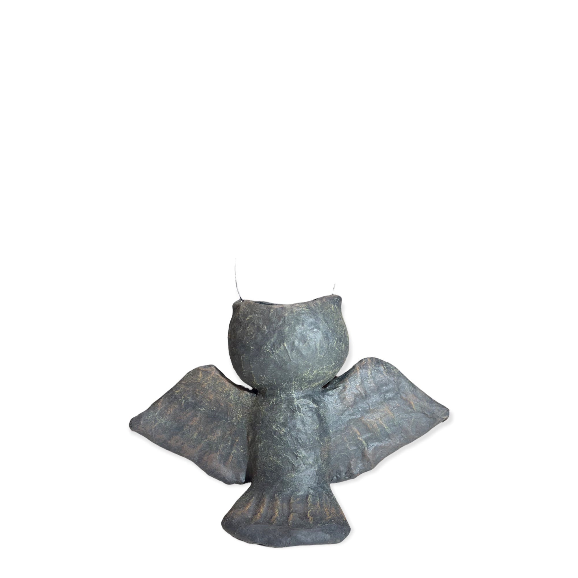 Flying Owlet Owl Paper Mache Halloween Candy Bucket Timothy De Clue Collection