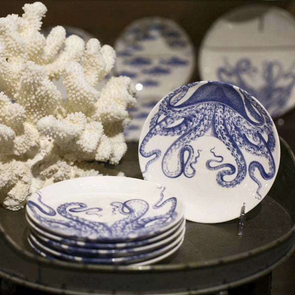 Blue Lucy Octopus  Canape Plate set 4 | Timothy De Clue Collection