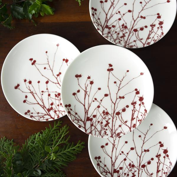 Winterberries Red 6" Canape Plate set of 4