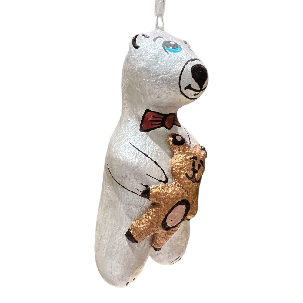 Polar Bear with Teddy Bear- Made in Ukraine Christmas Ornament