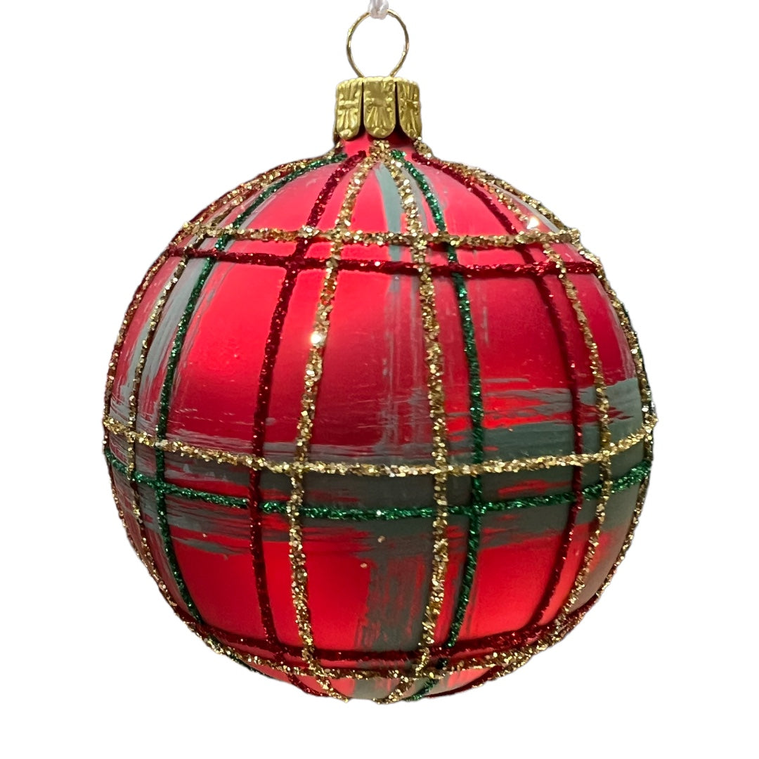 DUBLIN - red gold green Bauble 3.2 in - Christmas Ornament