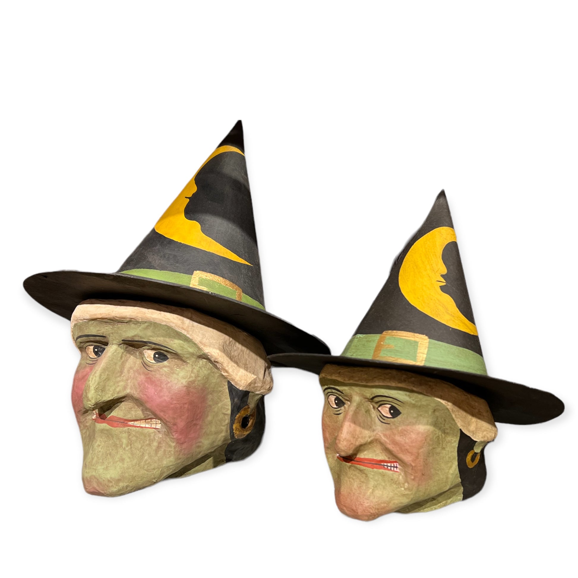 Petite Witch Paper Mache Halloween Candy Bucket - Timothy De Clue Vintage Inspired Halloween Collection