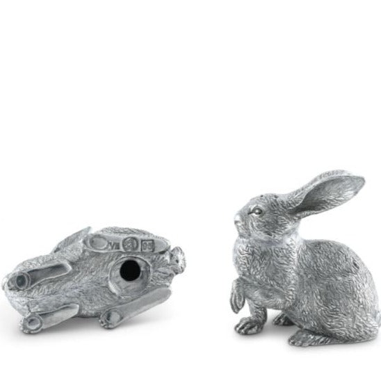 Pewter Realistic Rabbit Pair Salt and Pepper Set Timothy De Clue Collection