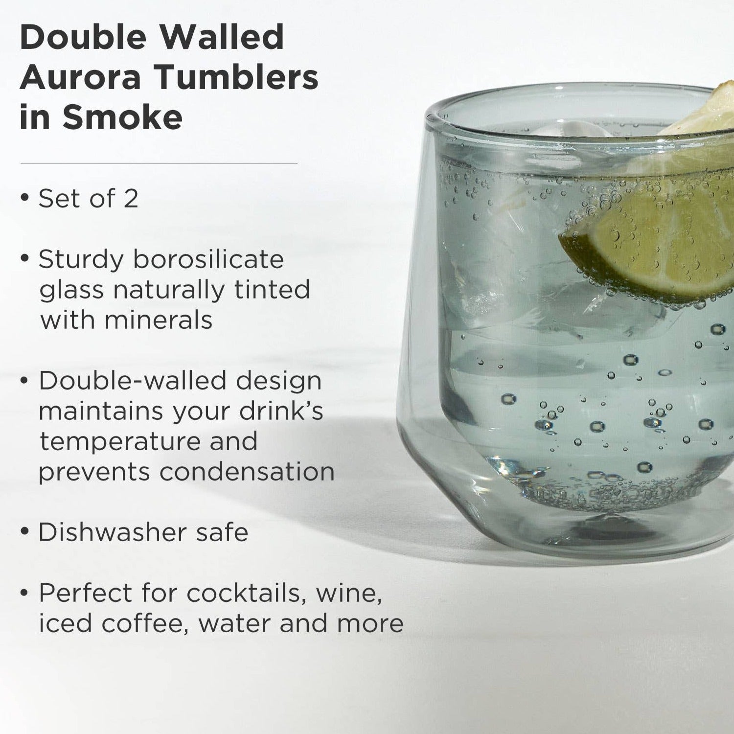 Double Walled Aurora Tumblers in Smoke (set of 2)