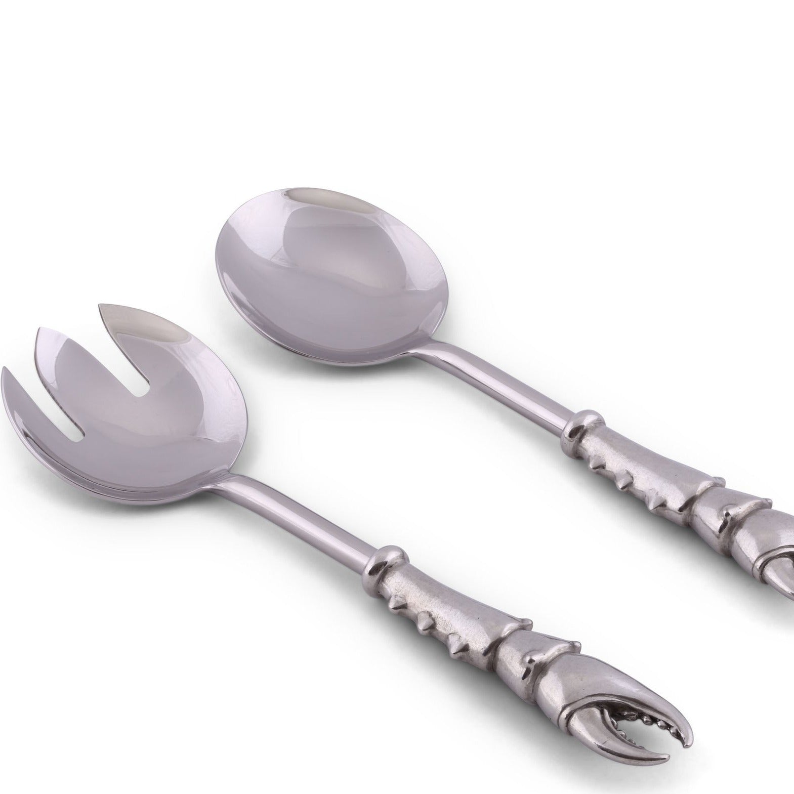 Pewter Handled King Crab Claw Salad Serving Set - timothy De Clue Collection 
